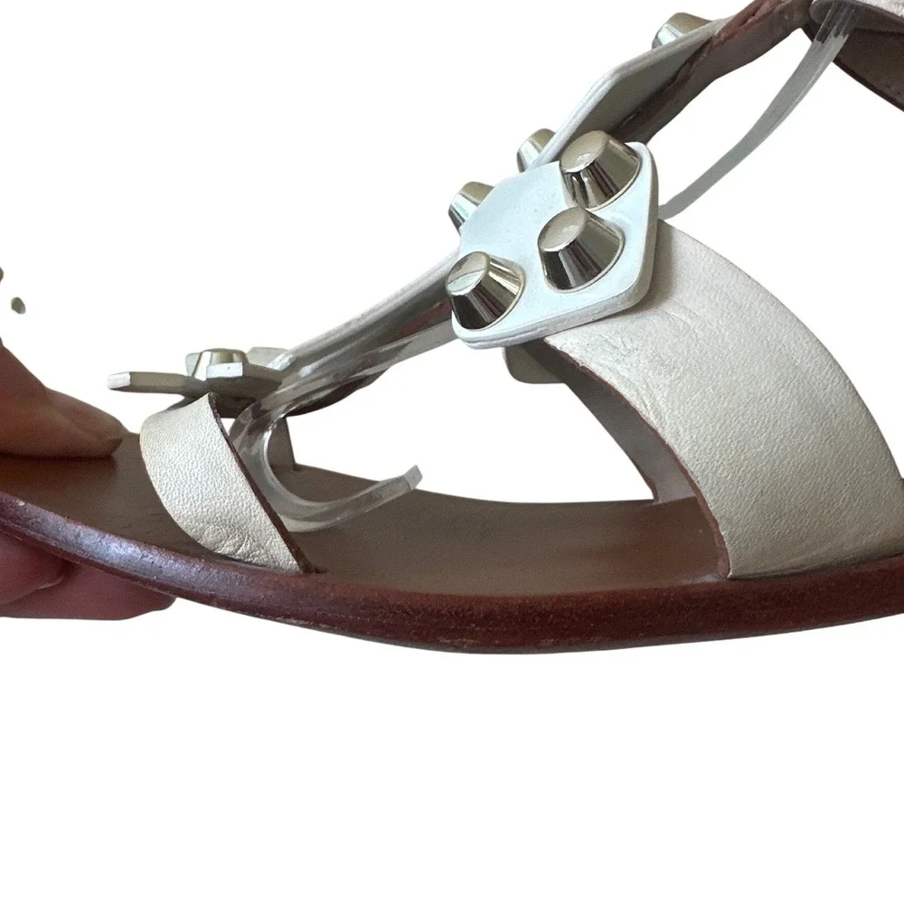 Tory Burch Aurora Studded Gladiator Sandals White Leather Size 7 Rare